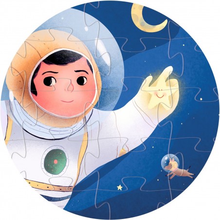 Un astronaute dans la lune - 36 pièces - Puzzle silhouette Djeco