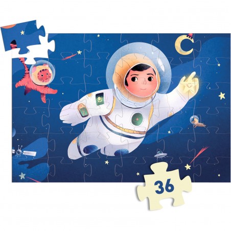 Un astronaute dans la lune - 36 pièces - Puzzle silhouette Djeco