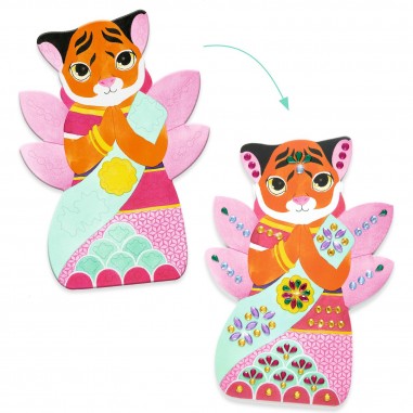 Collage - Décorer 4 animaux avec des pierres brillantes - Djeco