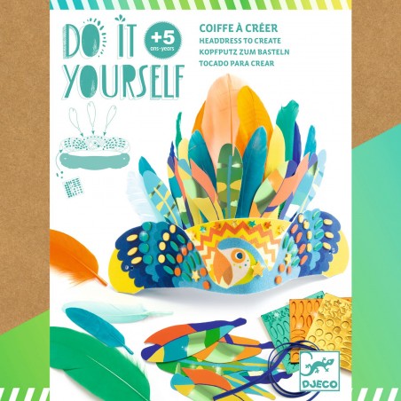Rio - Kit créatif coiffe tropicale avec plumes - Djeco