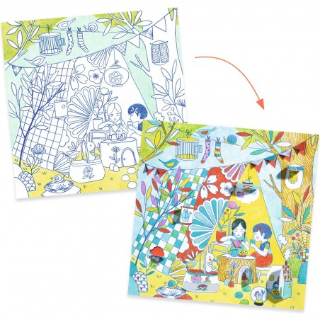 Coffret coloriages Les cabanes de Nina - Djeco