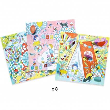 Coffret coloriages Les cabanes de Nina - Djeco