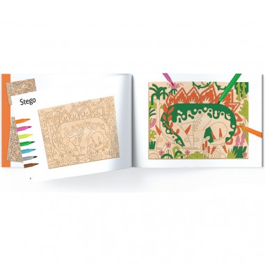 Coffret dessin et coloriage Dino world - Djeco