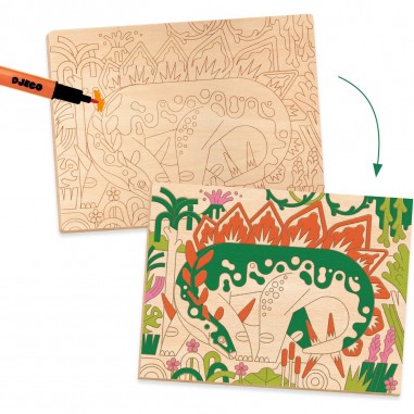 Coffret dessin et coloriage Dino world - Djeco