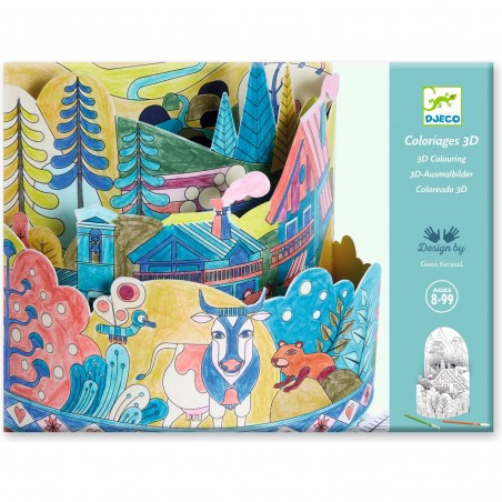 Coffret coloriage 3D Au sommet...du monde Diorama - Djeco