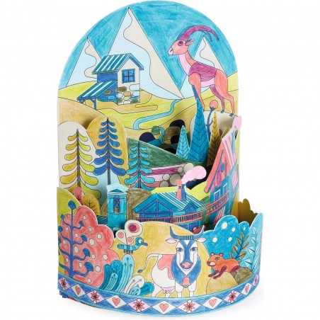Coffret coloriage 3D Au sommet...du monde Diorama - Djeco