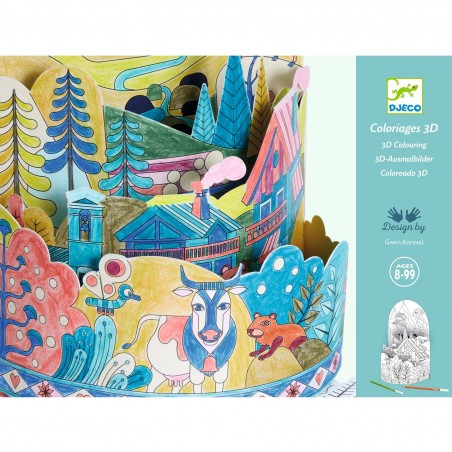 Coffret coloriage 3D Au sommet...du monde Diorama - Djeco