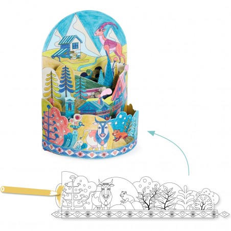 Coffret coloriage 3D Au sommet...du monde Diorama - Djeco