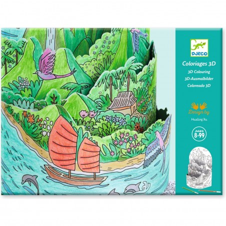 Coffret coloriage 3D Au sommet...de mon île Diorama - Djeco
