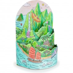 Coffret coloriage 3D Au sommet...de mon île Diorama - Djeco 2