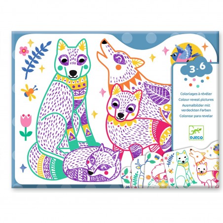 Coloriages bébé à révéler Familles de la forêt - Djeco