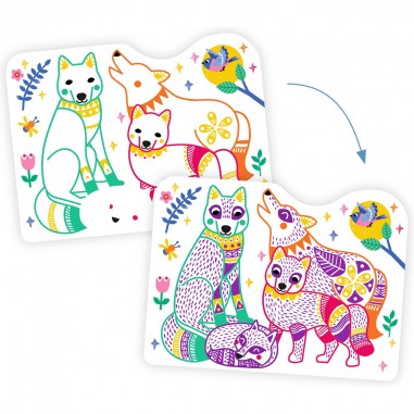 Coloriages bébé à révéler Familles de la forêt - Djeco