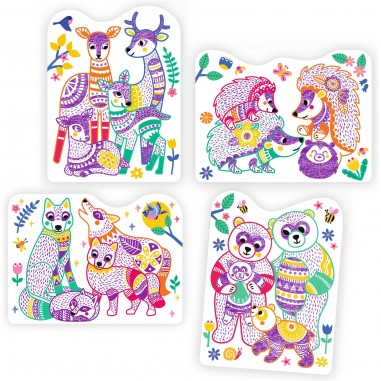 Coloriages bébé à révéler Familles de la forêt - Djeco