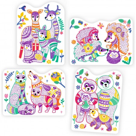 Coloriages bébé à révéler Familles de la forêt - Djeco