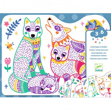 Coloriages bébé à révéler Familles de la forêt - Djeco