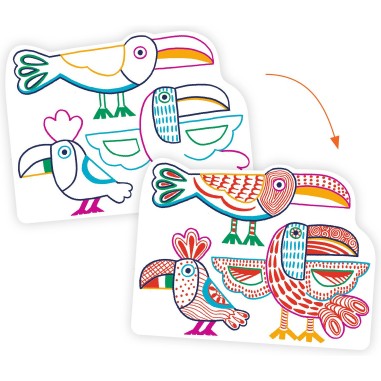 Coloriages bébé à révéler - Familles sauvages - Djeco