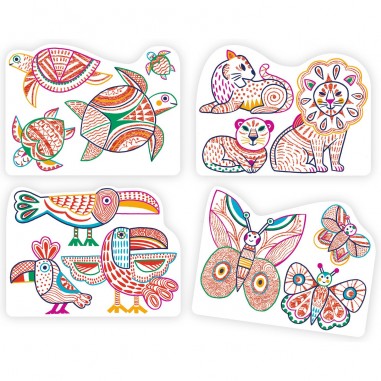 Coloriages bébé à révéler - Familles sauvages - Djeco