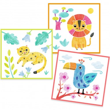 Coloriages 3 pochoirs pour une image - Djeco