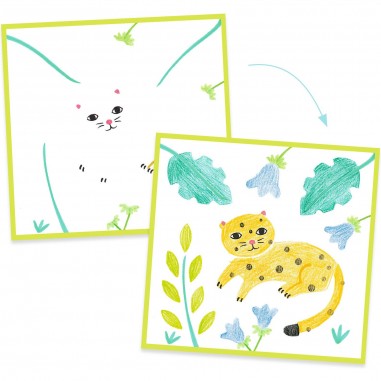 Coloriages 3 pochoirs pour une image - Djeco