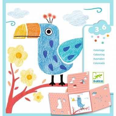 Coloriages 3 pochoirs pour une image - Djeco
