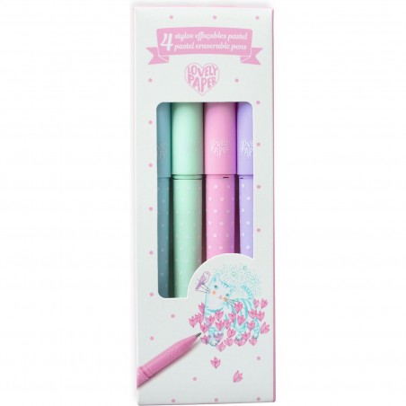 4 Stylos effaçables pastel - Ecrire et dessiner - Djeco