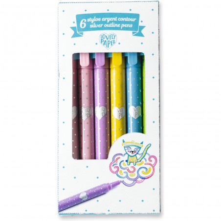 6 stylos argent contour - Ecrire et dessiner - Djeco