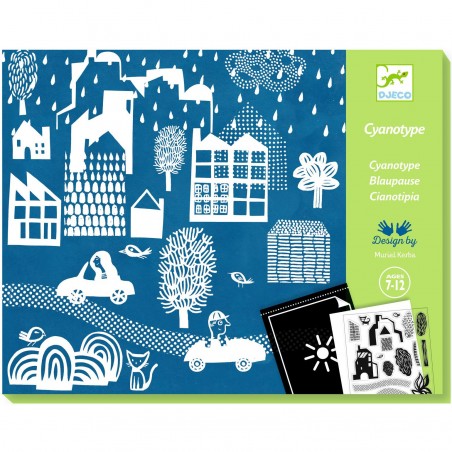 Coffret Cyanotype Une ville la nuit - Papier photosensible - Djeco