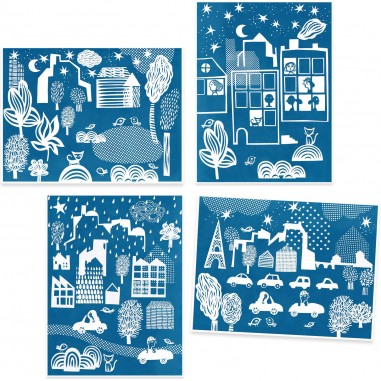 Coffret Cyanotype Une ville la nuit - Papier photosensible - Djeco