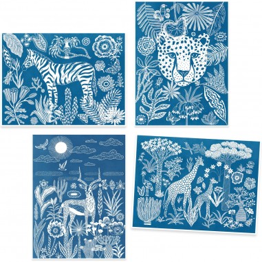 Coffret Cyanotype Savane nocturne - Papier photosensible - Djeco