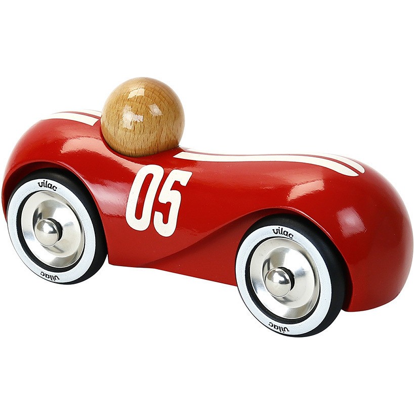 Vilac Voiture en bois, Streamline vintage moyen modèle rouge