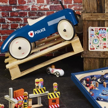 Voiture en bois, Streamline vintage moyen modèle blanche - Véhicules de collection - Vilac