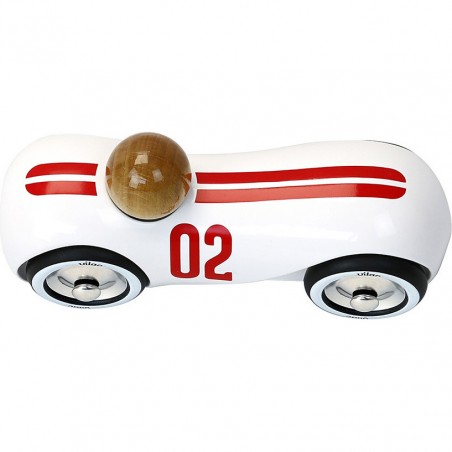 Voiture en bois, Streamline vintage moyen modèle blanche - Véhicules de collection - Vilac