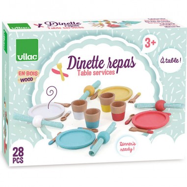 Dinette repas en bois - Cuisine et marchande - Vilac