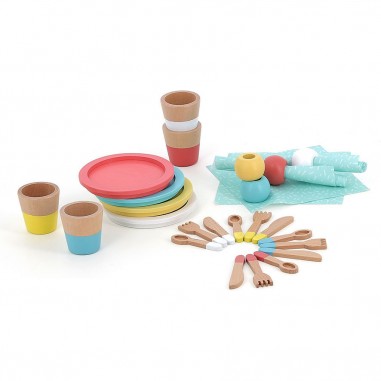 Dinette repas en bois - Cuisine et marchande - Vilac