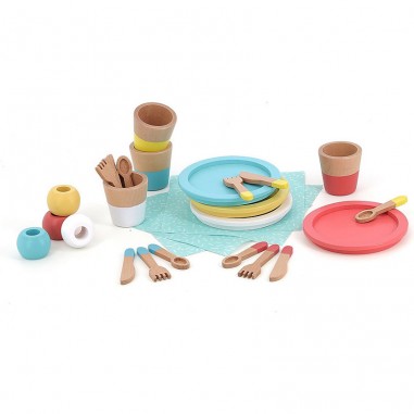 Dinette repas en bois - Cuisine et marchande - Vilac