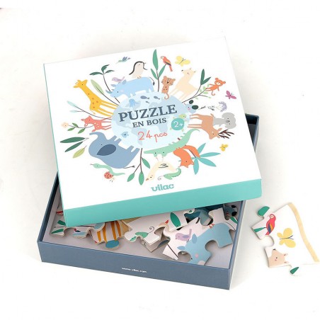 Puzzle rond Le monde 24 pcs - Sarah Betz - Puzzle en bois - Vilac
