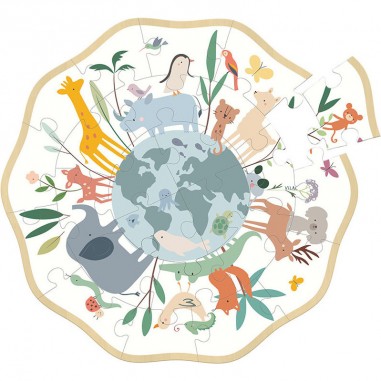 Puzzle rond Le monde 24 pcs - Sarah Betz - Puzzle en bois - Vilac