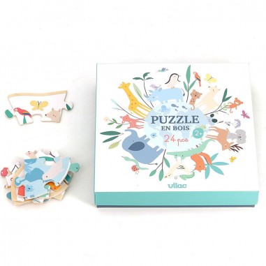 Puzzle rond Le monde 24 pcs - Sarah Betz - Puzzle en bois - Vilac