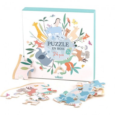 Puzzle rond Le monde 24 pcs - Sarah Betz - Puzzle en bois - Vilac