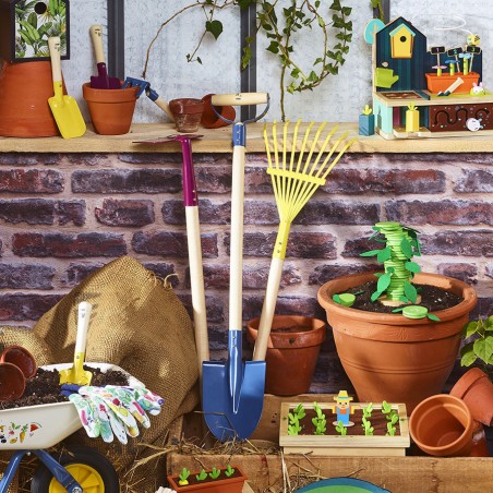 Grand set de jardinier - Râteau Pelle Gants - Outils De Jardinage Enfant En Bois - Vilac