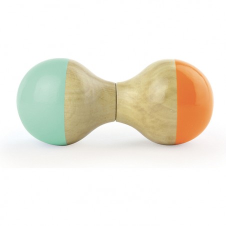 Hochet du Jura en bois, Mint et orange - Cadeaux de naissance - Vilac