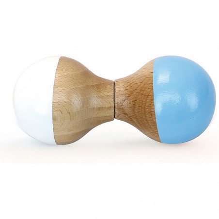Hochet du Jura en bois, Blanc et bleu ciel - Cadeaux de naissance - Vilac
