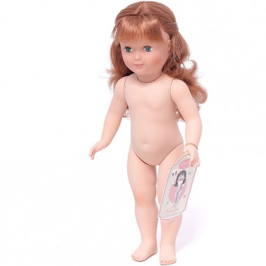 Francette 40 cm nue, cheveux longs auburn, sans tresses et yeux bleus - Poupées nues - Vilac