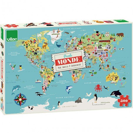 Puzzle carte du monde Ingela P. Arrhenius - Puzzle éducatif - Vilac