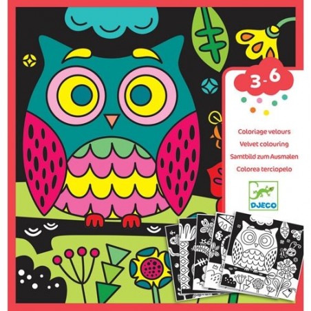 Coloriage velours Djeco - Dans le noir il y a ...