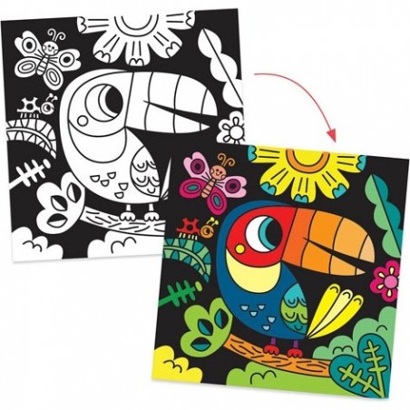 Coloriage velours Djeco - Dans le noir il y a ...