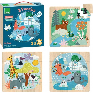 Puzzles Animaux du monde - Puzzle en bois - Vilac