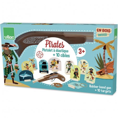 Pistolet en Bois Pirate avec Elastiques & Cibles Enfant - Vilac