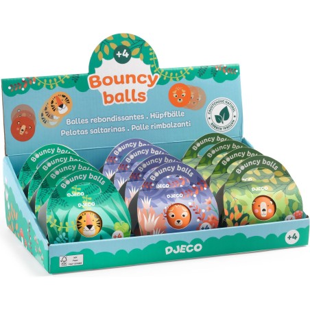 Assortiment balles rebondissantes Wild - Display 12 pièces Jeu d'adresse - Djeco