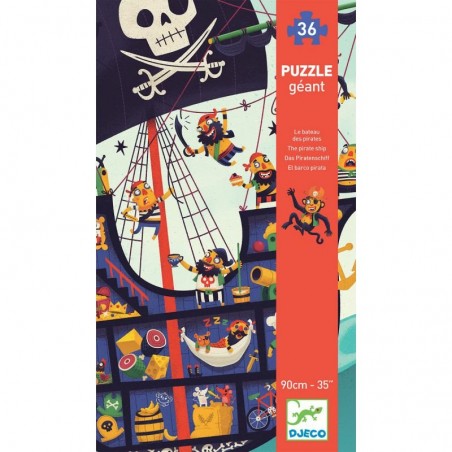 Puzzle géant Djeco 36 pièces - Le bateau de pirates